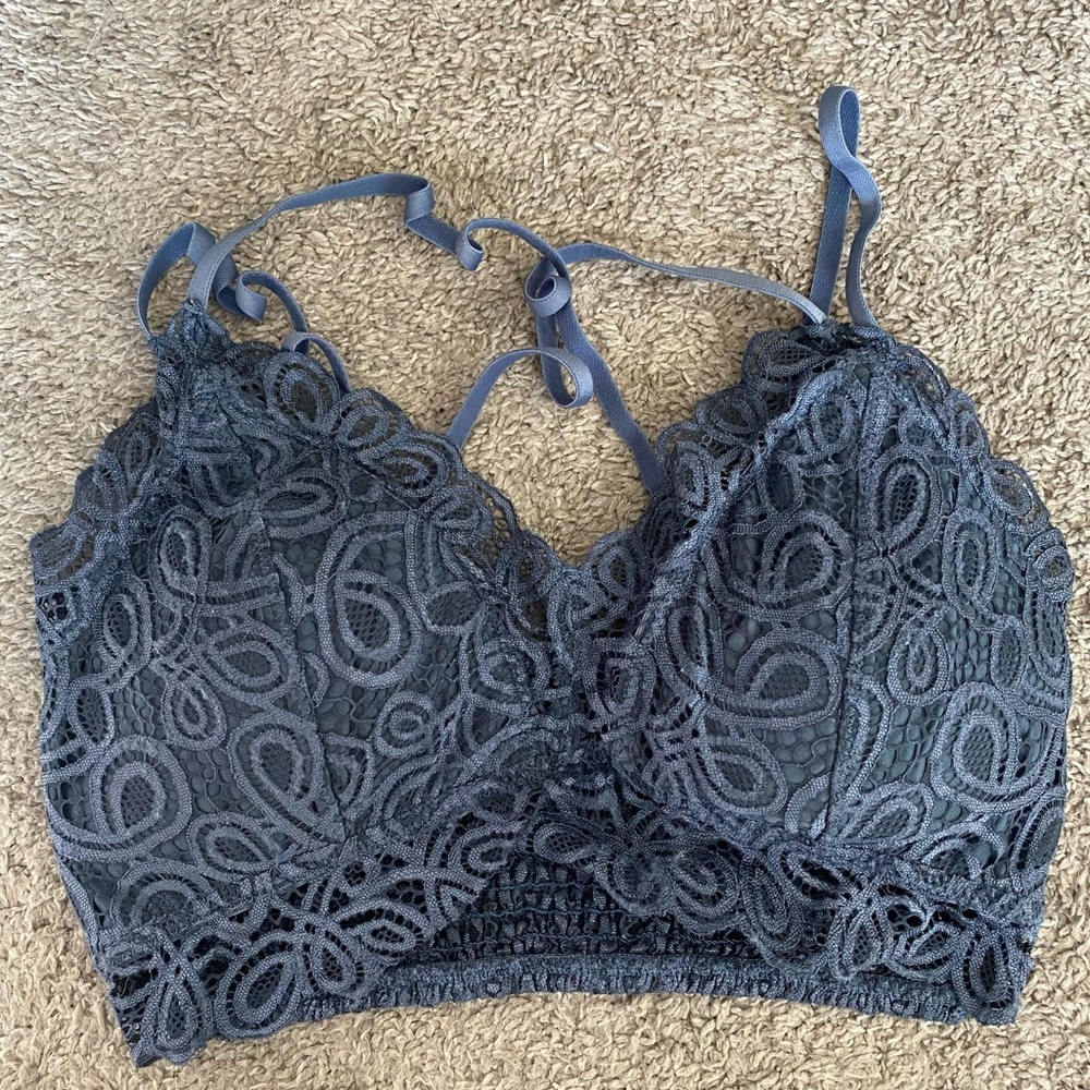 Lace Bralette in Slate Blue